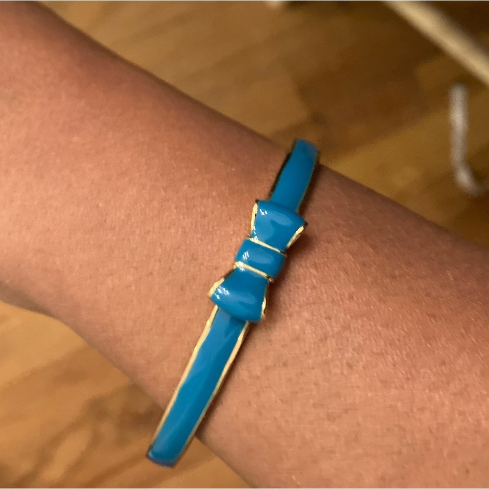 Kate Spade Take A Bow Enamel  Bangle Bracelet, Blue & Gold  - NWOT